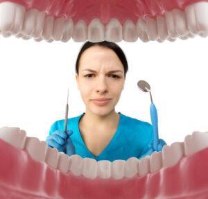 Dentist with tools. Concept of dentistry, whitening, oral hygiene