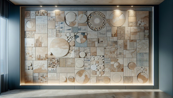 Showcasing filled and unfilled travertine tiles in a UK showroom, perfect for high-traffic areas.
