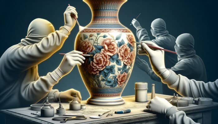 Revitalized porcelain vase in East Calder, showcasing professional refinishing that enhances intricate designs and restores lustre.