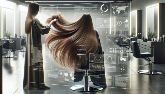 A stylist expertly using point, slide, and texturizing cuts for seamless, voluminous long layers in a salon environment.