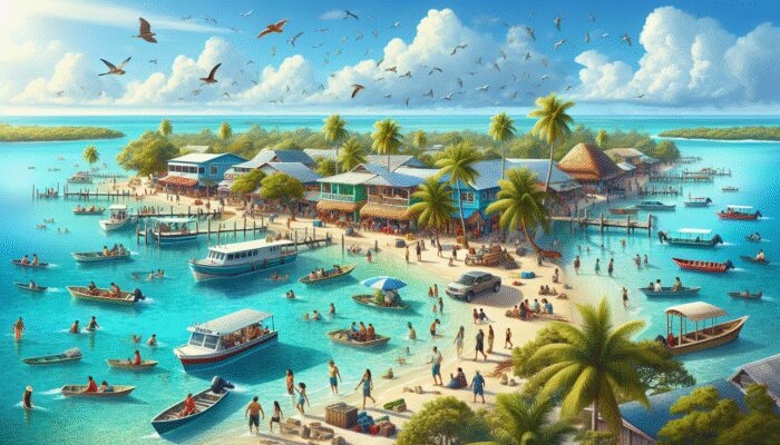 A vibrant scene of Belize Key Caulker showcasing eco-tours, diverse ecosystems, and sustainable practices.