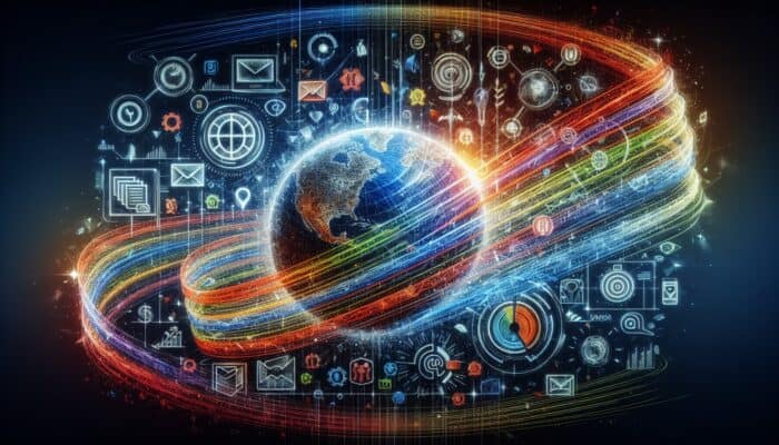 Effective Strategies for Optimising Email Open Rates: An email interface showcasing vibrant action verb subject lines such as "Discover," "Unlock," "Boost," alongside global and seasonal icons.