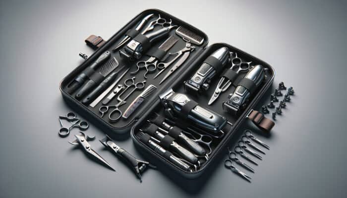 Rugged grooming kit with durable stainless steel tools, rust-resistant clippers, ergonomic handles, in a travel-friendly case.